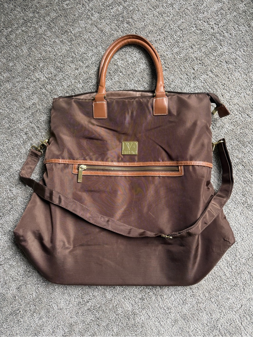 Diane Von Furstenberg Brown Travel Tote with Tan Trim and Gold Hardware